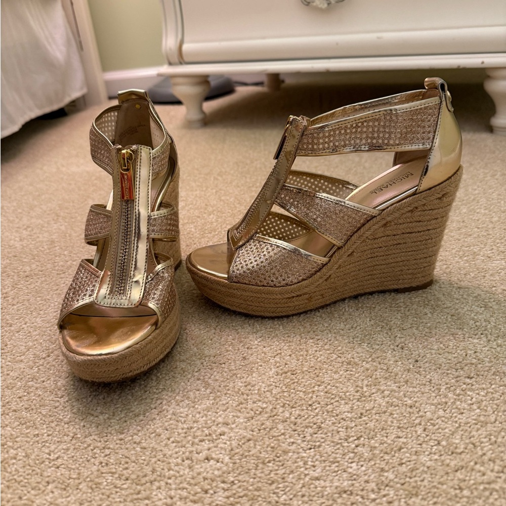 Michael Kors Metallic Gold Wedges - Picture 4 of 6